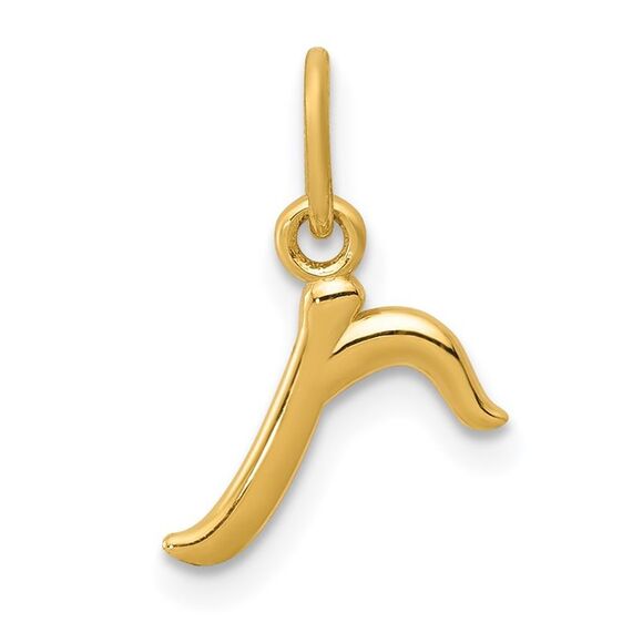 14k Yellow Gold, Claire Collection Mini Lower Case Initial R Charm - Picture 1 of 5